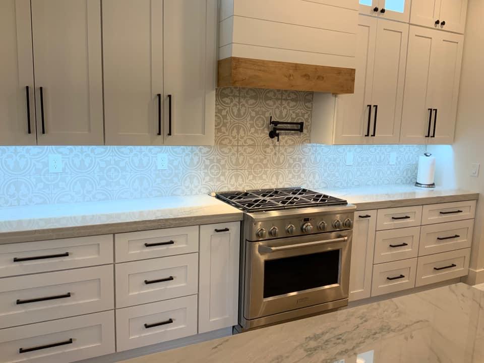 Luxury white marble kitchen countertop with modern cabinetry in Mesa, Arizona